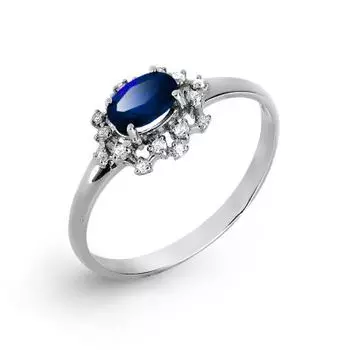 Кольцо с сапфиром и бриллиантами Линии Любви
