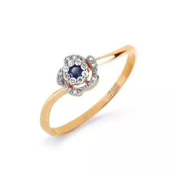 Кольцо с сапфиром и бриллиантами Линии Любви