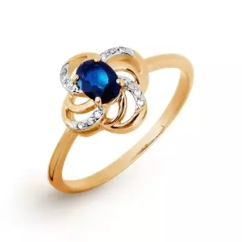 Кольцо с сапфиром и бриллиантами Линии Любви