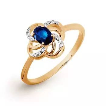 Кольцо с сапфиром и бриллиантами Линии Любви