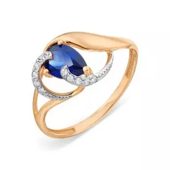 Кольцо с сапфиром и фианитами Линии Любви
