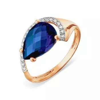Кольцо с сапфиром и фианитами Линии Любви
