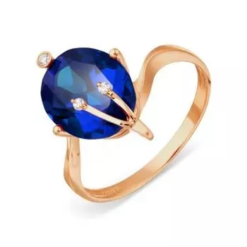 Кольцо с сапфиром и фианитами Линии Любви