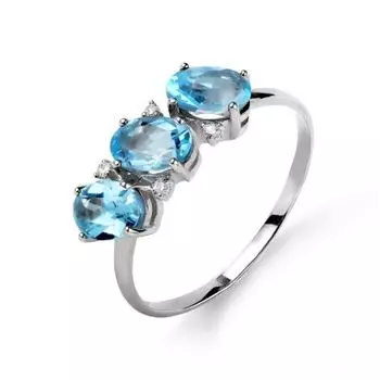 Кольцо с топазами и фианитами Линии Любви