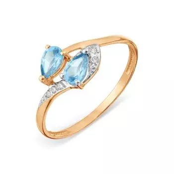 Кольцо с топазами и фианитами Линии Любви