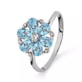 Кольцо с топазами и фианитами Линии Любви