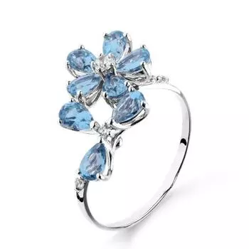 Кольцо с топазами и фианитами Линии Любви