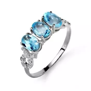 Кольцо с топазами и фианитами Линии Любви