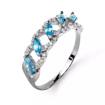 Кольцо с топазами и фианитами Линии Любви