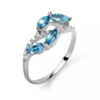 Кольцо с топазами и фианитами Линии Любви
