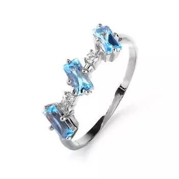 Кольцо с топазами и фианитами Линии Любви