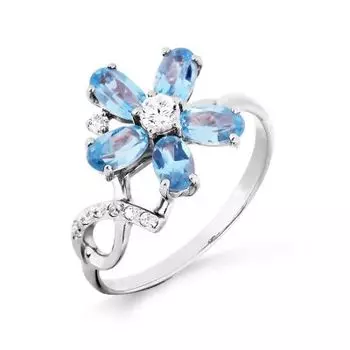 Кольцо с топазами и фианитами Линии Любви
