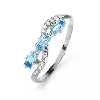 Кольцо с топазами и фианитами Линии Любви
