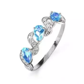 Кольцо с топазами и фианитами Линии Любви