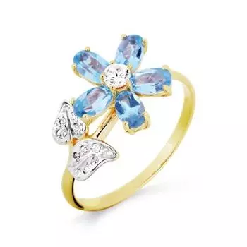 Кольцо с топазами и фианитами Линии Любви