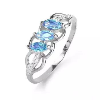 Кольцо с топазами и фианитами Линии Любви