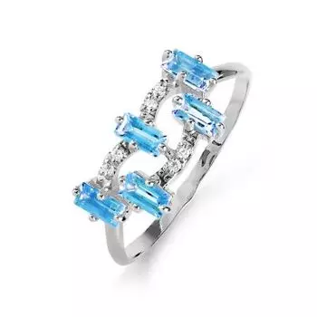 Кольцо с топазами и фианитами Линии Любви
