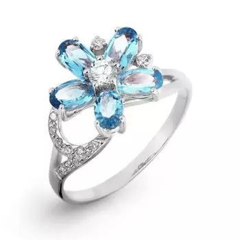 Кольцо с топазами и фианитами Линии Любви