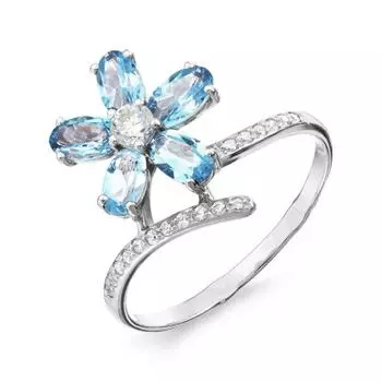 Кольцо с топазами и фианитами Линии Любви