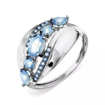 Кольцо с топазами и фианитами Линии Любви