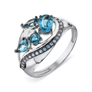 Кольцо с топазами и фианитами Линии Любви
