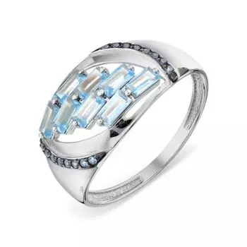 Кольцо с топазами и фианитами Линии Любви