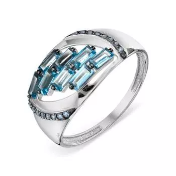 Кольцо с топазами и фианитами Линии Любви
