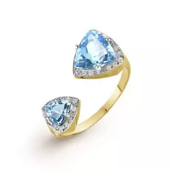 Кольцо с топазами и фианитами Линии Любви