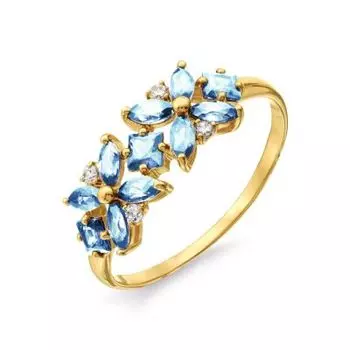 Кольцо с топазами и фианитами Линии Любви