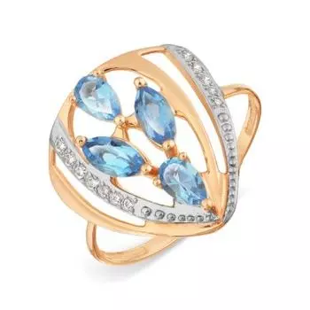 Кольцо с топазами и фианитами Линии Любви