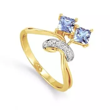 Кольцо с топазами и фианитами Линии Любви