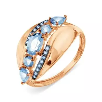 Кольцо с топазами и фианитами Линии Любви