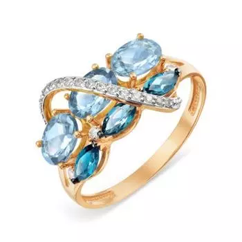 Кольцо с топазами и фианитами Линии Любви