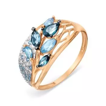 Кольцо с топазами и фианитами Линии Любви