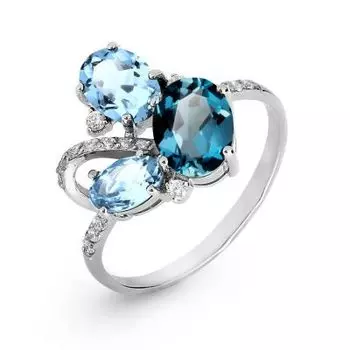 Кольцо с топазами и фианитами Линии Любви
