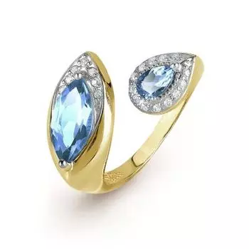 Кольцо с топазами и фианитами Линии Любви