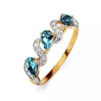 Кольцо с топазами и фианитами Линии Любви