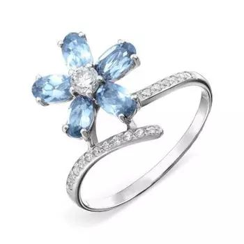Кольцо с топазами и фианитами Линии Любви