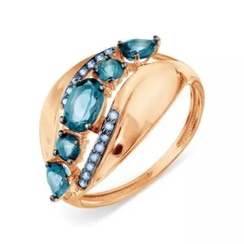 Кольцо с топазами и фианитами Линии Любви