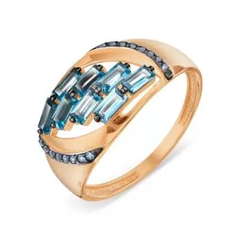 Кольцо с топазами и фианитами Линии Любви