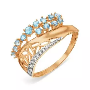 Кольцо с топазами и фианитами Линии Любви
