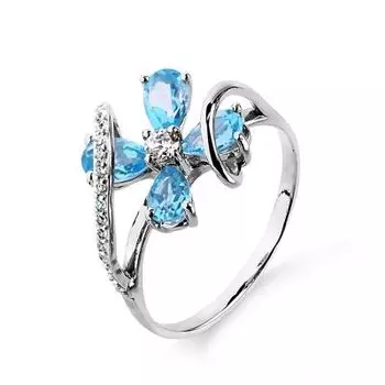 Кольцо с топазами и фианитами Линии Любви