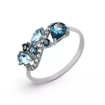 Кольцо с топазами и фианитами Линии Любви