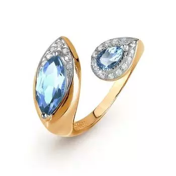 Кольцо с топазами и фианитами Линии Любви
