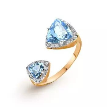 Кольцо с топазами и фианитами Линии Любви