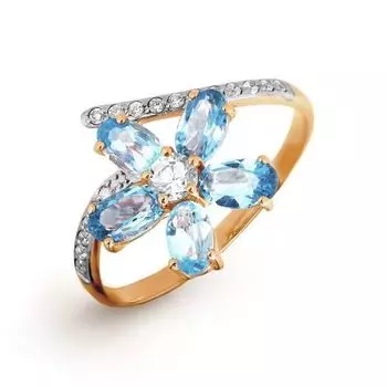 Кольцо с топазами и фианитами Линии Любви
