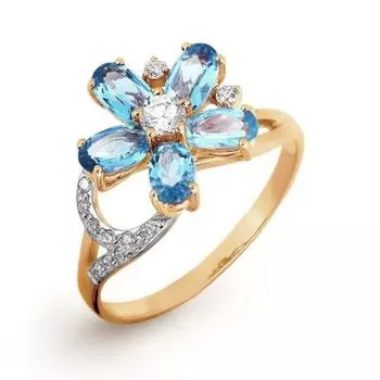Кольцо с топазами и фианитами Линии Любви