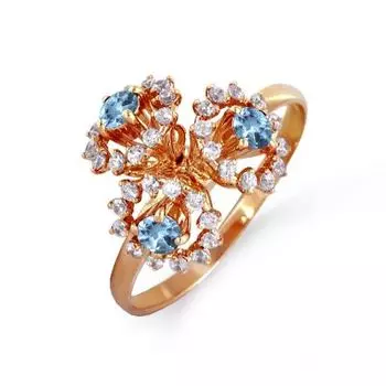 Кольцо с топазами и фианитами Линии Любви