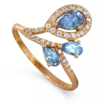 Кольцо с топазами и фианитами Линии Любви