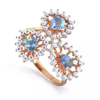 Кольцо с топазами и фианитами Линии Любви